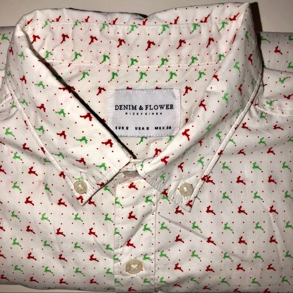 denim and flower christmas shirt